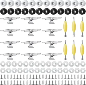 Include 12 Brackets 54 Screws 30 Nuts 6 Screwdriver 24 Board Wheels Tool for 96mm(Black, White) migrant Jexine 6 Sets DIY Fingerboard Kit Fingerboard Accessories Mini Finger Skateboard Parts 