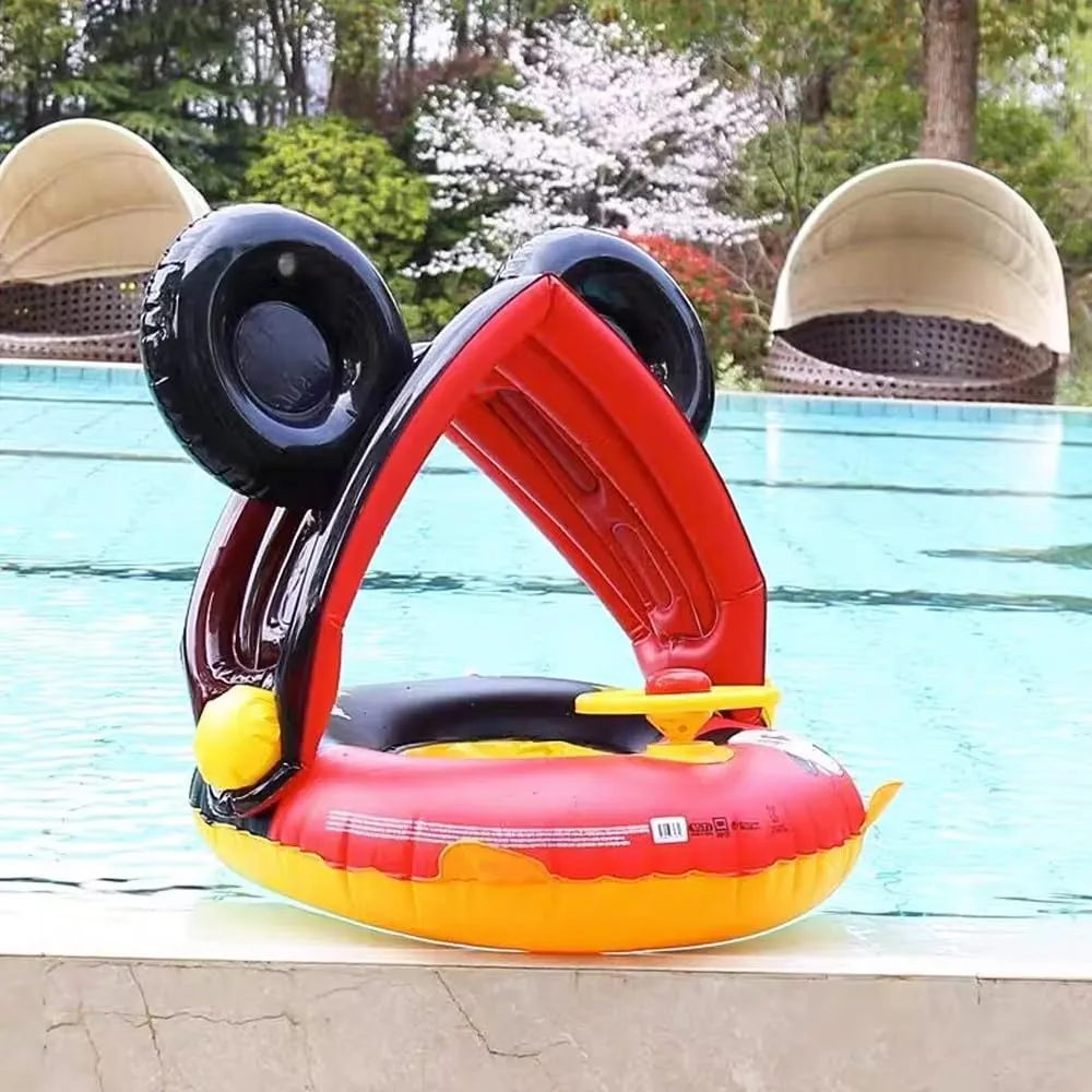 Infants Boat Swim Ring for Toddlers 4-48 Months Baby Swimming Pool Floats with Removable Sun Protection Canopy, Cute Inflatable Raft iceberg proclaim venus with Seat and Handle, No Flip Over Kids 