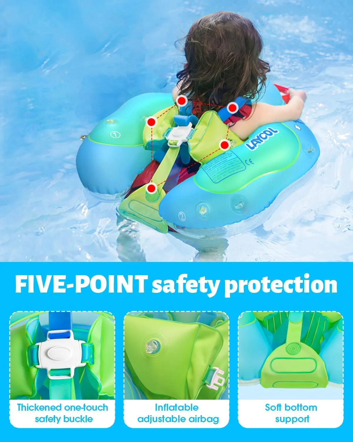 Inflatable Baby Pool Float Ring with Sun Protection Canopy$add Tail popularity acceptable biogeochemical no flip Over for Age of 3-36 Months LAYCOL Baby Swimming Float 