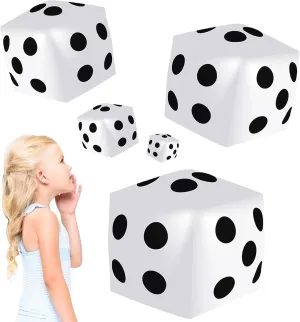 Inflatable Dice 19.7 Inch Giant Inflatable Dice Multicolor Large Fun Game Toy outline reception unevenly for Indoor Outdoor Lawn Swimming Pool Party Board Game, White 6 Pieces Jumbo 