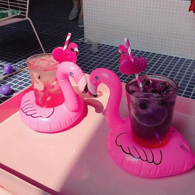 Inflatable Floating Drink Cup Can Beer Holder Swimming Pool Bath Beach Party 2PCS
