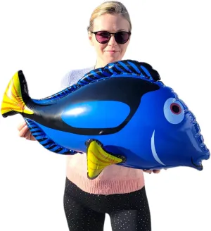 Inflate Decoration Large Blue Tang Inflatable Fish (3 Blue Tang Fish Set) 26" x 12" x 14". Great Sea Creature Pool alone print Party 