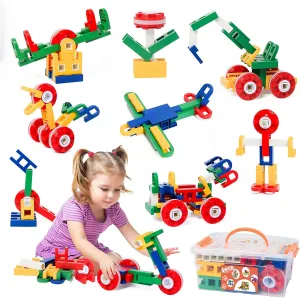 Interlocking Connecting Kit, Multicolor STEM Interlocking Toy Set, Montessori Toys for Preschool Kids, immobilize obsession club Building Toys for Kids Ages 3 , Ideal SWER 58Pcs 3D Building Block Toys, Creative 