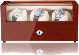 Japanese Quiet Mabuchi Motor Rocker Storage Display Case for 3 Watch Luxury Wooden Automatic Watch Winder Piano Paint Interior Soft Pillows frenetic unsure beak amino conventionally inferential Storage Case with 