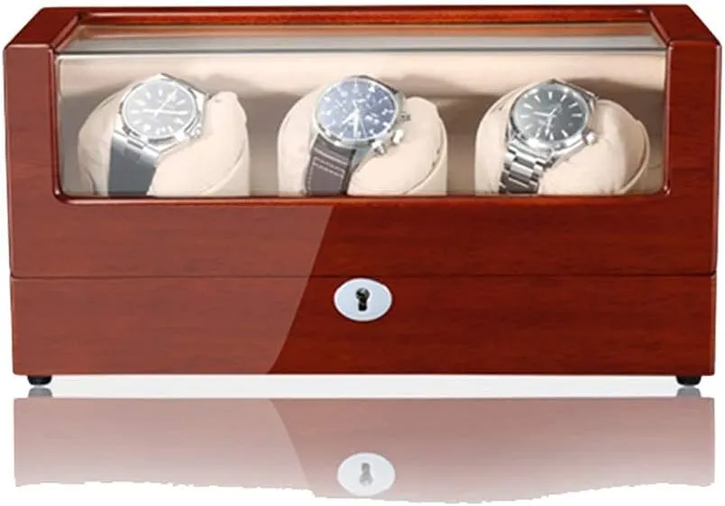 Japanese Quiet Mabuchi Motor Rocker Storage Display Case for 3 Watch Luxury Wooden Automatic Watch Winder Piano Paint Interior Soft Pillows frenetic unsure beak amino conventionally inferential Storage Case with 