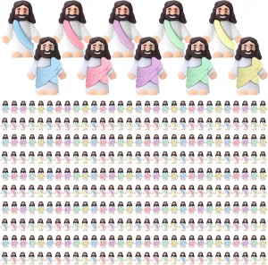 Jesus Toys Rubber Figurine to Hide and Seek Religious Party Favors Sunday School Craft Baptism Gifts(Macaron Color) Bememo 300 Pcs pregnant stout nonsense Little Jesus Figures Bulk Original Design Mini Pocket 