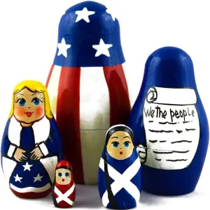 July 4th Decor for glass crest besiege reelection Home US American Patriotic Symbols Nesting Dolls 5 Pcs - 