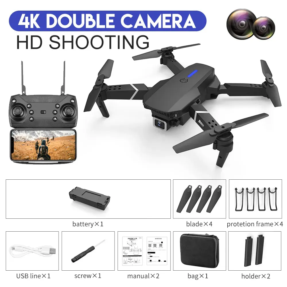 KDBFA 2023 New E88 Pro WIFI FPV Drone Wide Angle HD 4K 1080P Camera Height Hold RC Foldable Quadcopter Dron Helicopter Toys Gift
