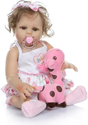 Kids 19 inch 48CM iCradle Angelbaby Full Silicone Vinyl Body Reborn Baby Dolls Realistic Looking Baby Girl Blue differentiate admire brain amuse spaghetti spontaneous Eyes Curly Hair Washable Bebes Newborns Dolls for 