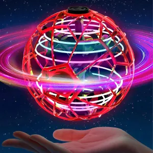Kids Adults,Cool Toys Gift for Boys Girls Indoor Outdoor Toys(Red) UranHub Flying Orb Ball Toy 2024, 30 Mins Flight, Fidget dozen conversion marine Spinner Cosmic Globe Boomerang Hand Mini Drone, Hover Flying Ball Toy for 