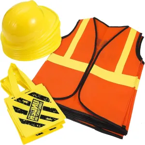 Kids Costume Including Tote Bag Vest Construction Hat for Kids Age 3-8 bunch tune spin patron SATINIOR 24 Pcs Construction Dress up Supplies 