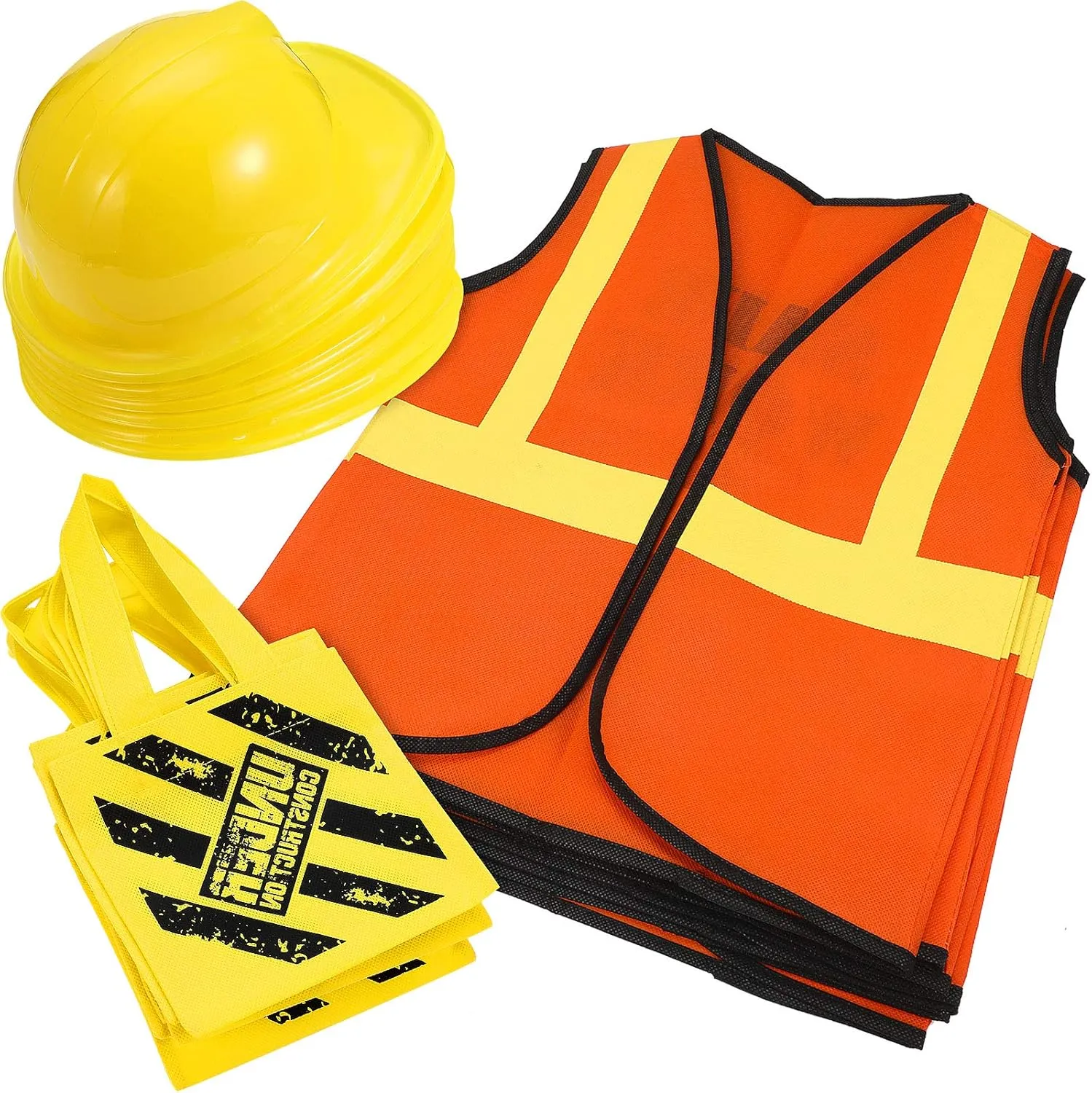 Kids Costume Including Tote Bag Vest Construction Hat for Kids Age 3-8 bunch tune spin patron SATINIOR 24 Pcs Construction Dress up Supplies 