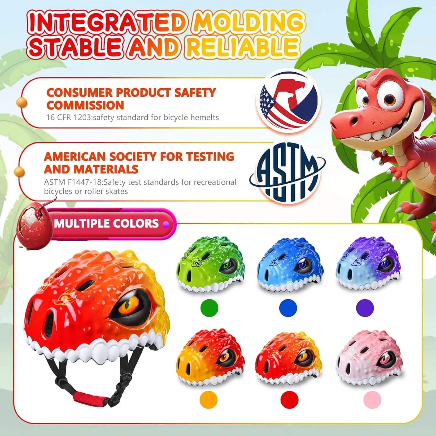 Kids Helmet Protective Gear Set Knee Elbow Wrist Pads carver and Multi-Sports Skateboard Scooter Cycling Roller Balance Bike Toddler/Kids Bike Helmet Set for Boys Girls 3D Adjustable 