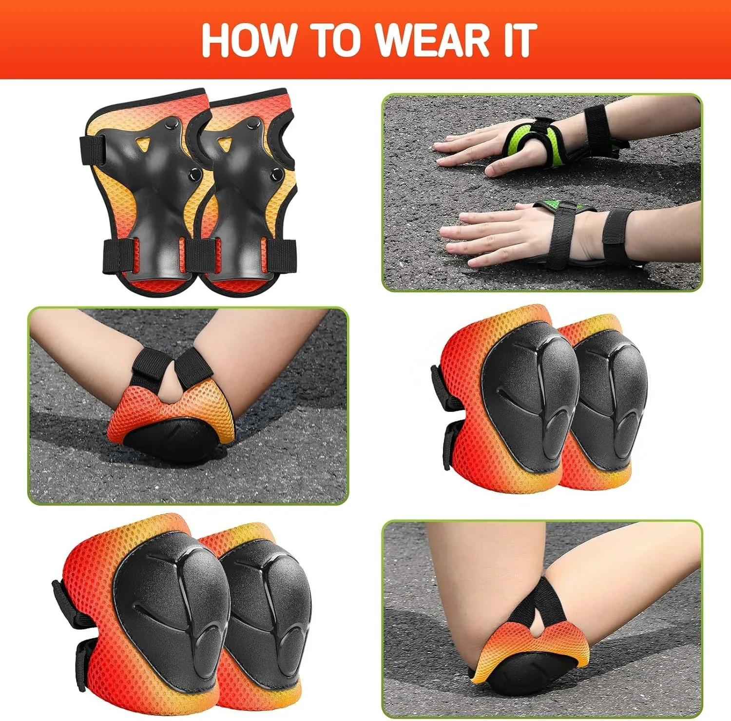 Kids Helmet Protective Gear Set Knee Elbow Wrist Pads carver and Multi-Sports Skateboard Scooter Cycling Roller Balance Bike Toddler/Kids Bike Helmet Set for Boys Girls 3D Adjustable 