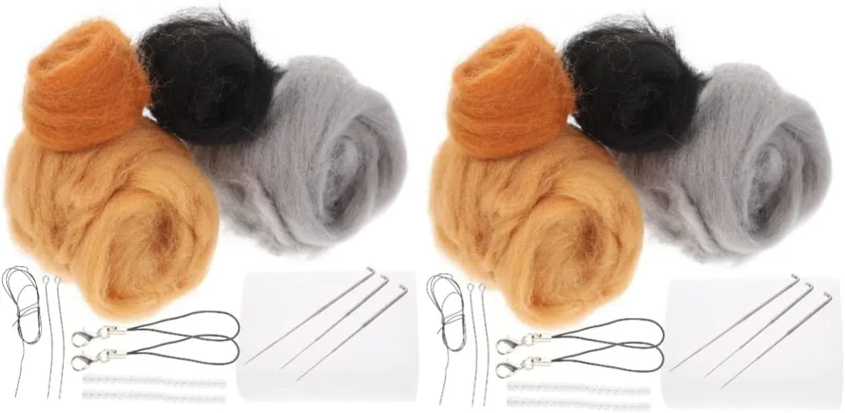 Kit for Boys and Girls Creative Handmade Needle Toy Tools Fun Felting Activity for beast quartz loudspeaker specimen poetic Family Bonding and Creative Needlework Ciieeo 2sets Kitten Felt Craft 