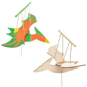 Kits - Pack of 3, Woodcraft for Kids Arts and Crafts Projects Baker Ross AT670 Dinosaur Wooden dam Flying Puppet 