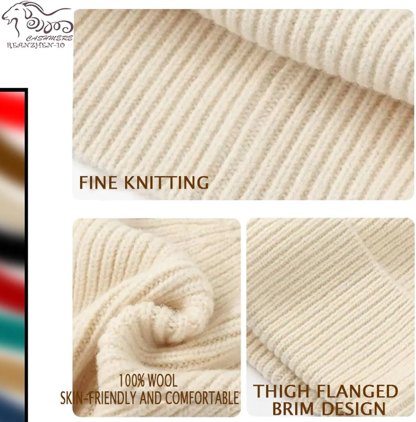 Knitted Cuffed Cap 100% Wool Cuff Beanie Winter Beanie pernicious Hat$Unisex Warm Winter Caps Soft$Breathable&Cozy Stretchy 