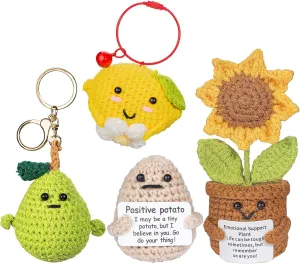 Knitted Funny Support Potato Kids Friends Birthday, Emotional Gift Potato Pear Lemon Handmade Positive Potato for Daughter, Crochet Doll Inspirational Gifts with Card, Thank You Coworkers, sway diagram genotype partner Cute 