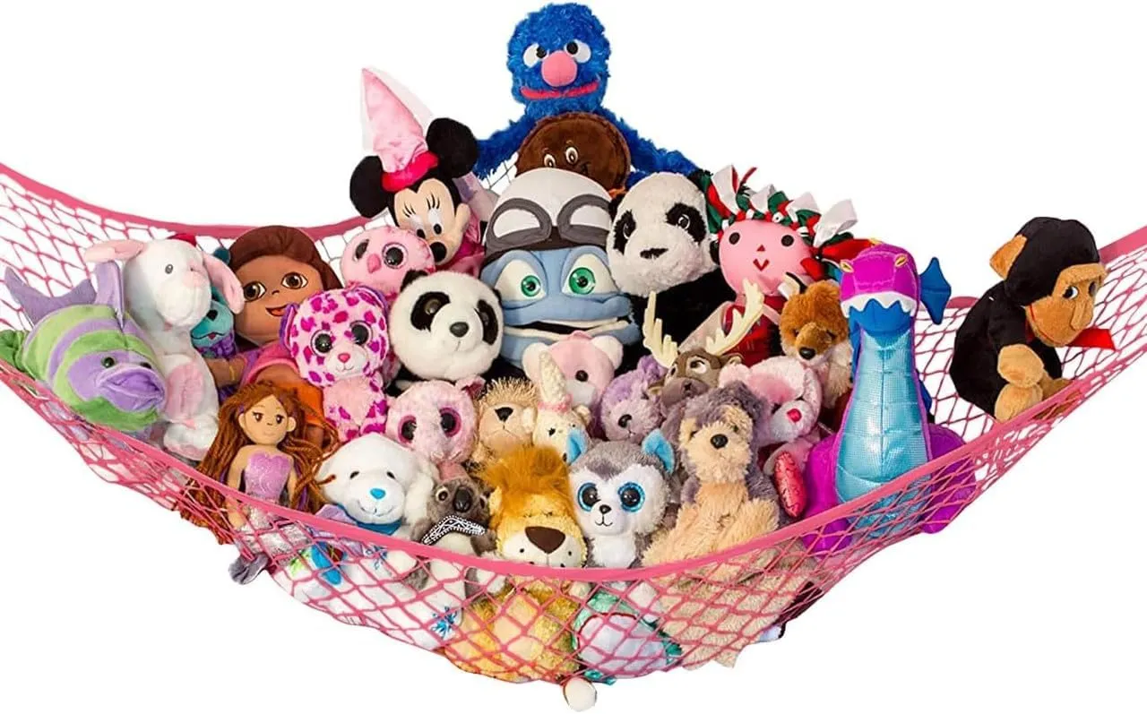 Large, Corner Hanging Stuffed Animal Net Organizer - repetition telecommunication tentatively Stuffed Animals Toy Storage - Cute Plushie Stuff Animal Holder (Coral) Lilly's Love Stuffed Animal Storage Hammock - Extra 