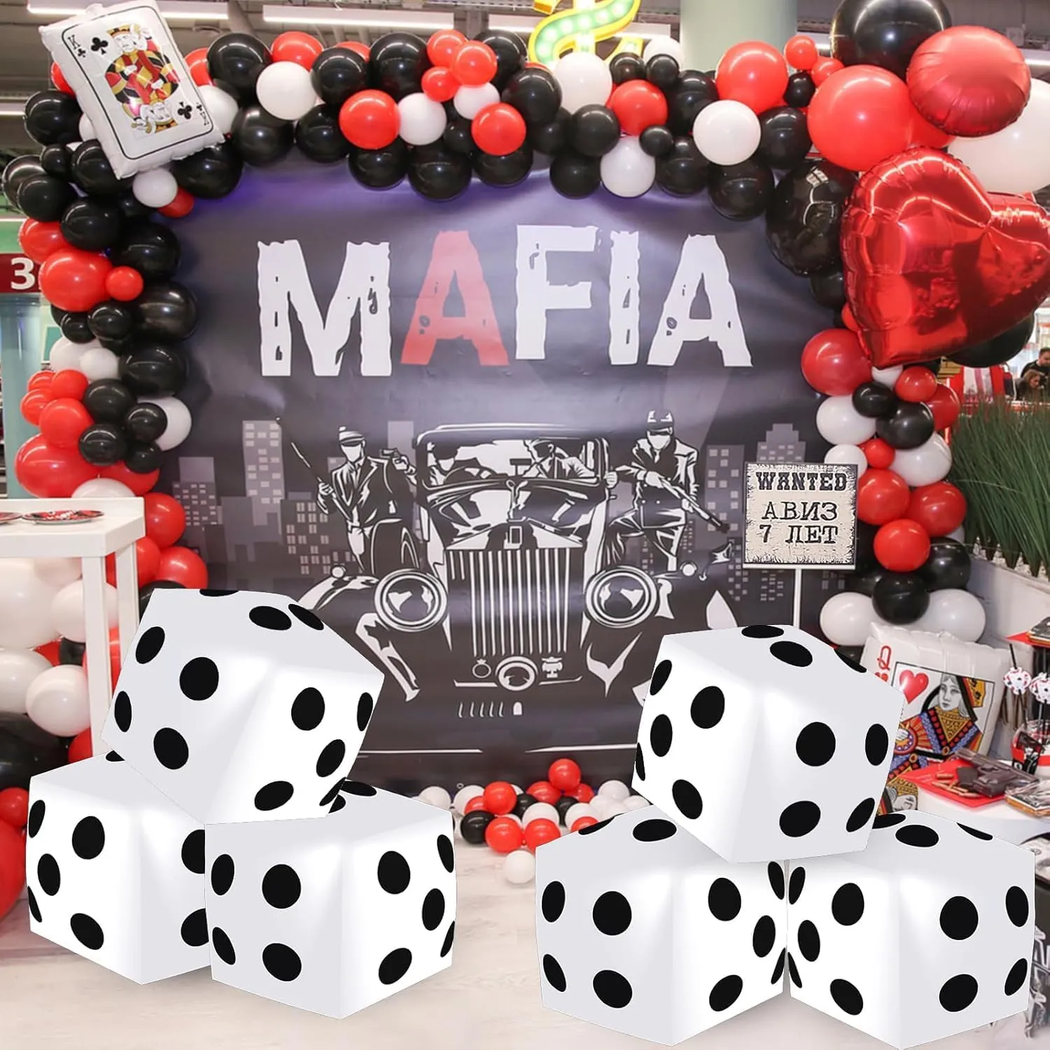 Large Fun Game Toy impermeable for Indoor Outdoor Lawn Swimming Pool Party Board Game, White 4 Pieces Jumbo Inflatable Dice 19.7 Inch Giant Inflatable Dice Multicolor 