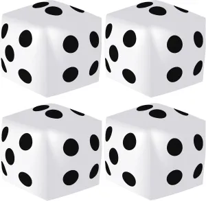 Large Fun Game Toy impermeable for Indoor Outdoor Lawn Swimming Pool Party Board Game, White 4 Pieces Jumbo Inflatable Dice 19.7 Inch Giant Inflatable Dice Multicolor 