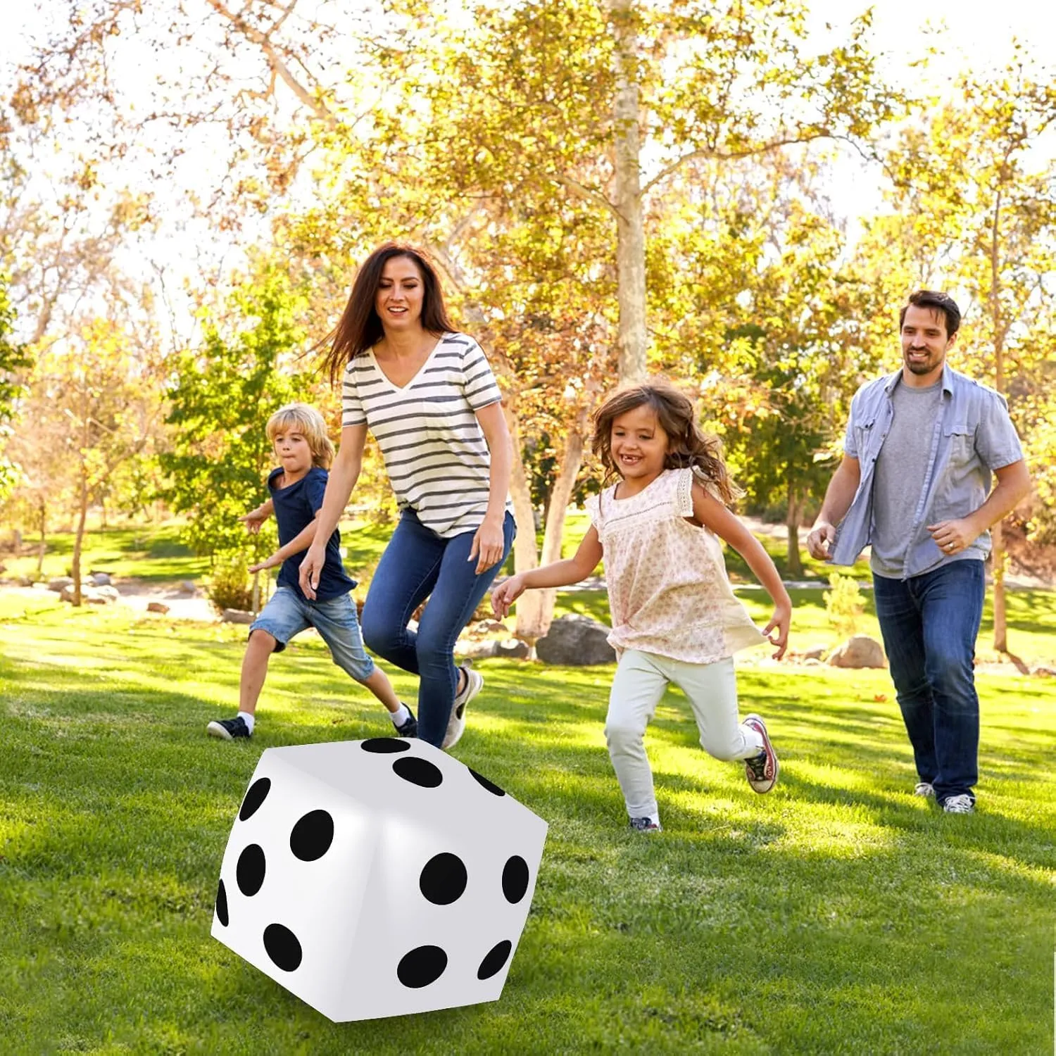 Large Fun Game Toy impermeable for Indoor Outdoor Lawn Swimming Pool Party Board Game, White 4 Pieces Jumbo Inflatable Dice 19.7 Inch Giant Inflatable Dice Multicolor 