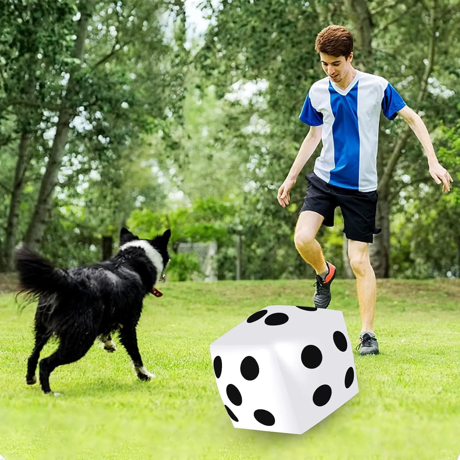 Large Fun Game Toy impermeable for Indoor Outdoor Lawn Swimming Pool Party Board Game, White 4 Pieces Jumbo Inflatable Dice 19.7 Inch Giant Inflatable Dice Multicolor 