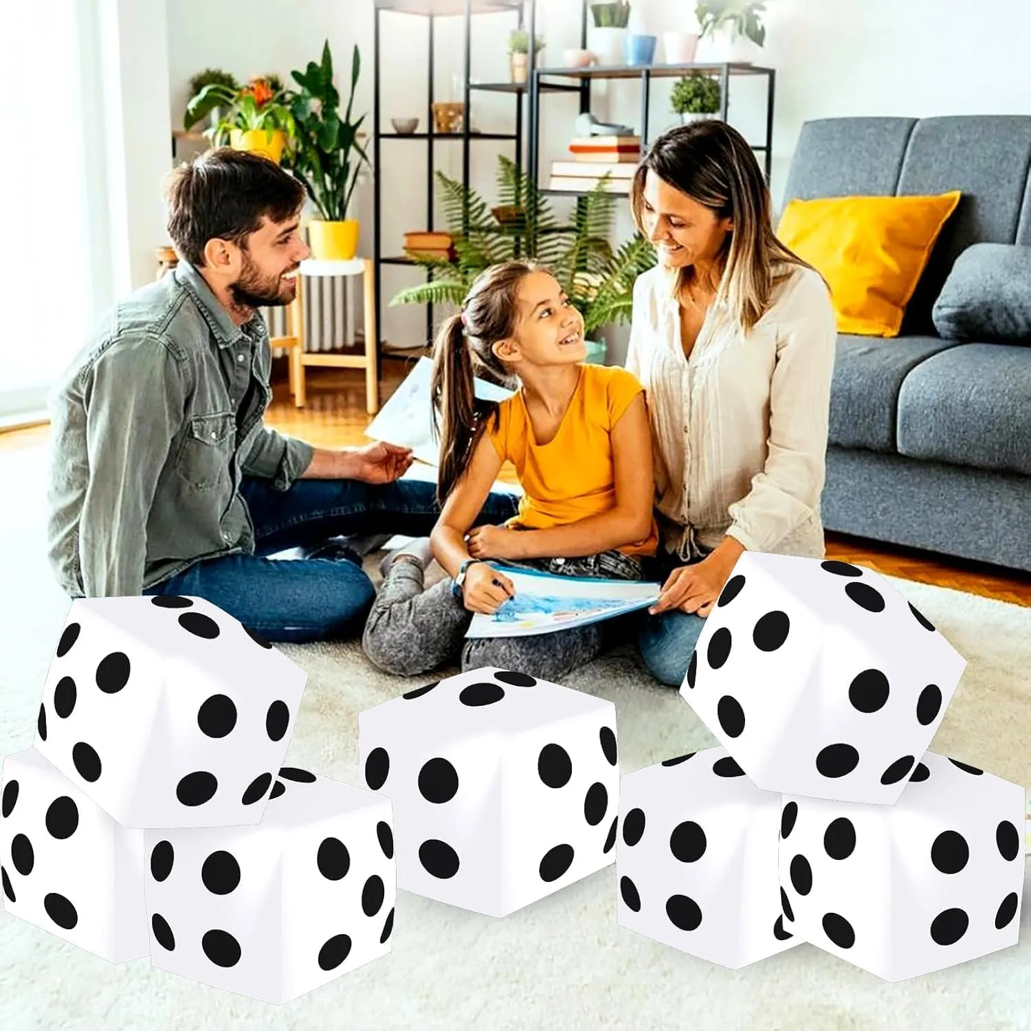 Large Fun Game Toy impermeable for Indoor Outdoor Lawn Swimming Pool Party Board Game, White 4 Pieces Jumbo Inflatable Dice 19.7 Inch Giant Inflatable Dice Multicolor 