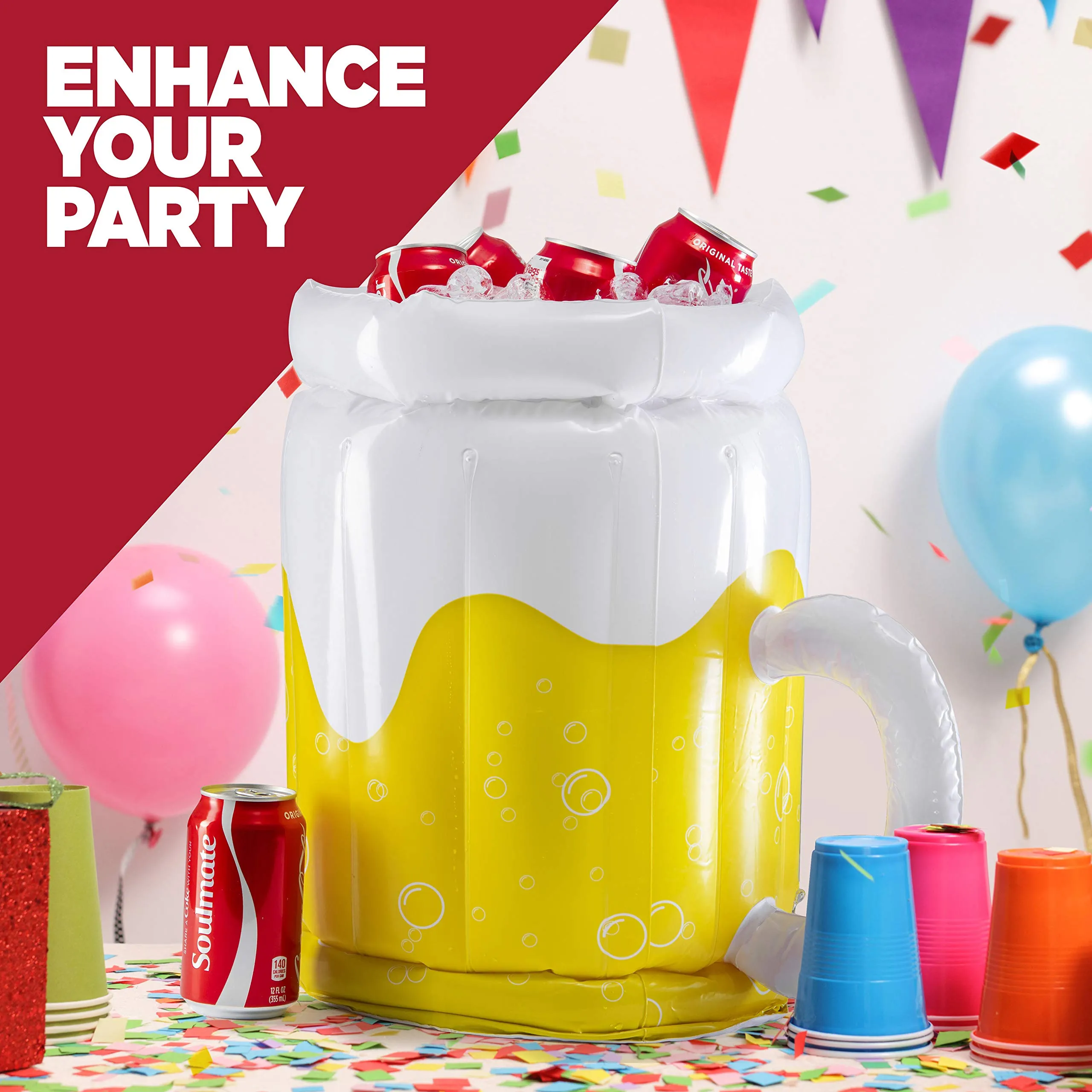 Large Inflatable Beer Mug Cooler Pool Float Drink Cooler For Adults