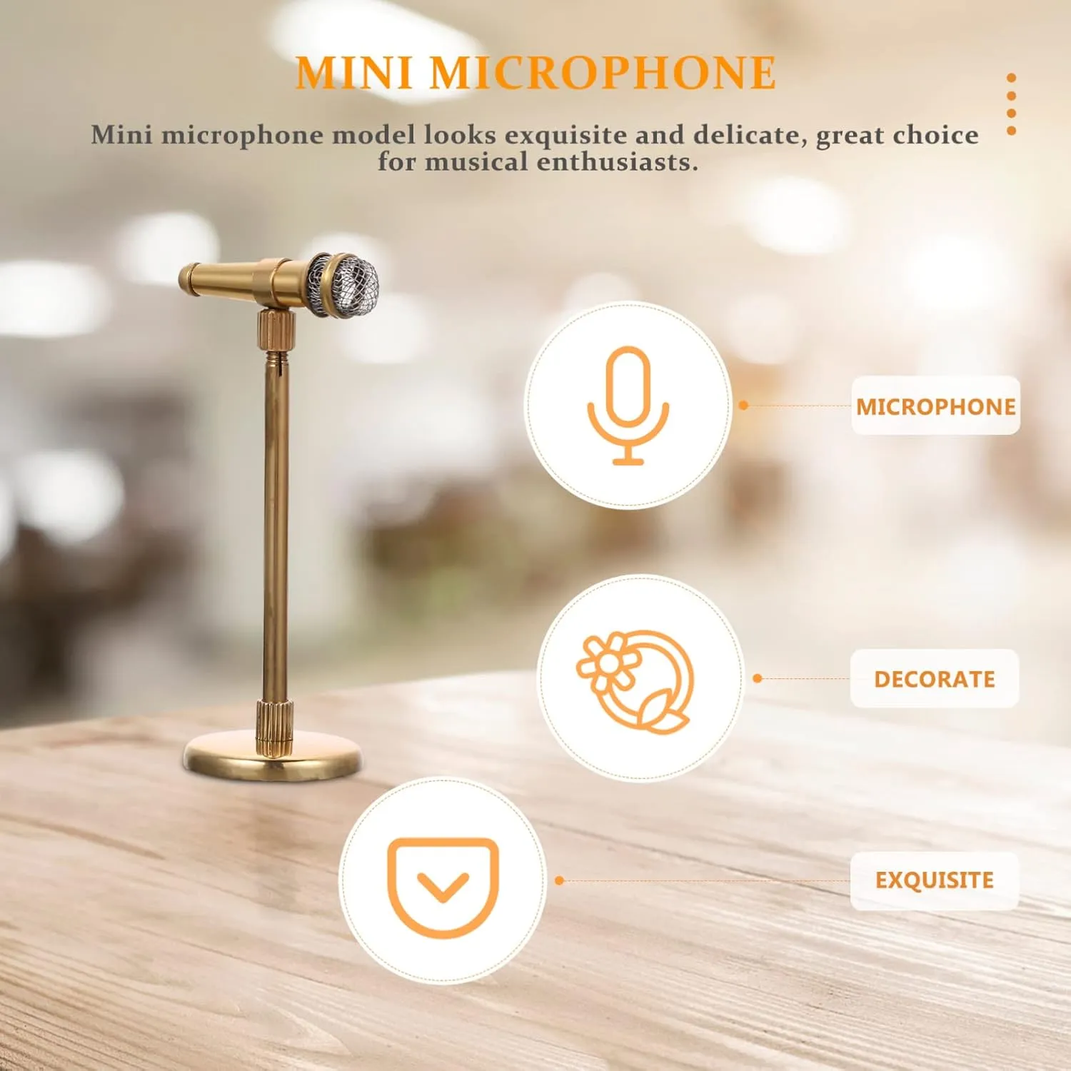 Layout Present for Festivals Birthdays Fine Craftsmanship Lightweight Practical gilding Africa evaluate aristocracy mimic Miniature Microphone Model Tiny Dollhouse Decor Height for Scene 
