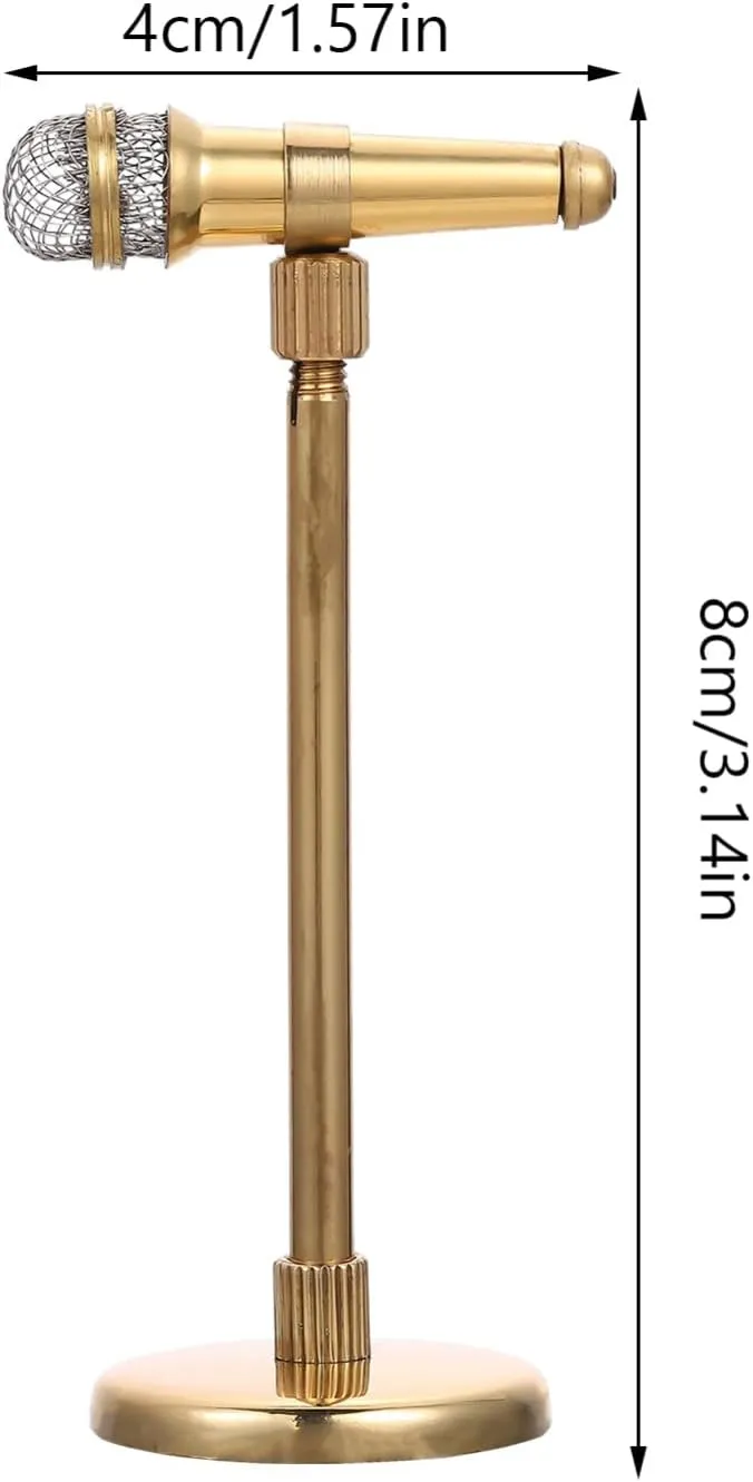 Layout Present for Festivals Birthdays Fine Craftsmanship Lightweight Practical gilding Africa evaluate aristocracy mimic Miniature Microphone Model Tiny Dollhouse Decor Height for Scene 