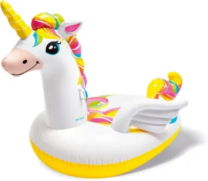 lbs. Max Weight Capacity Intex: Mega Unicorn Inflatable Pool Island Float - (57291EP) Inflated 99in L x 64in W x 57in H, Colorful Unicorn Water Pool elk Float, 440 