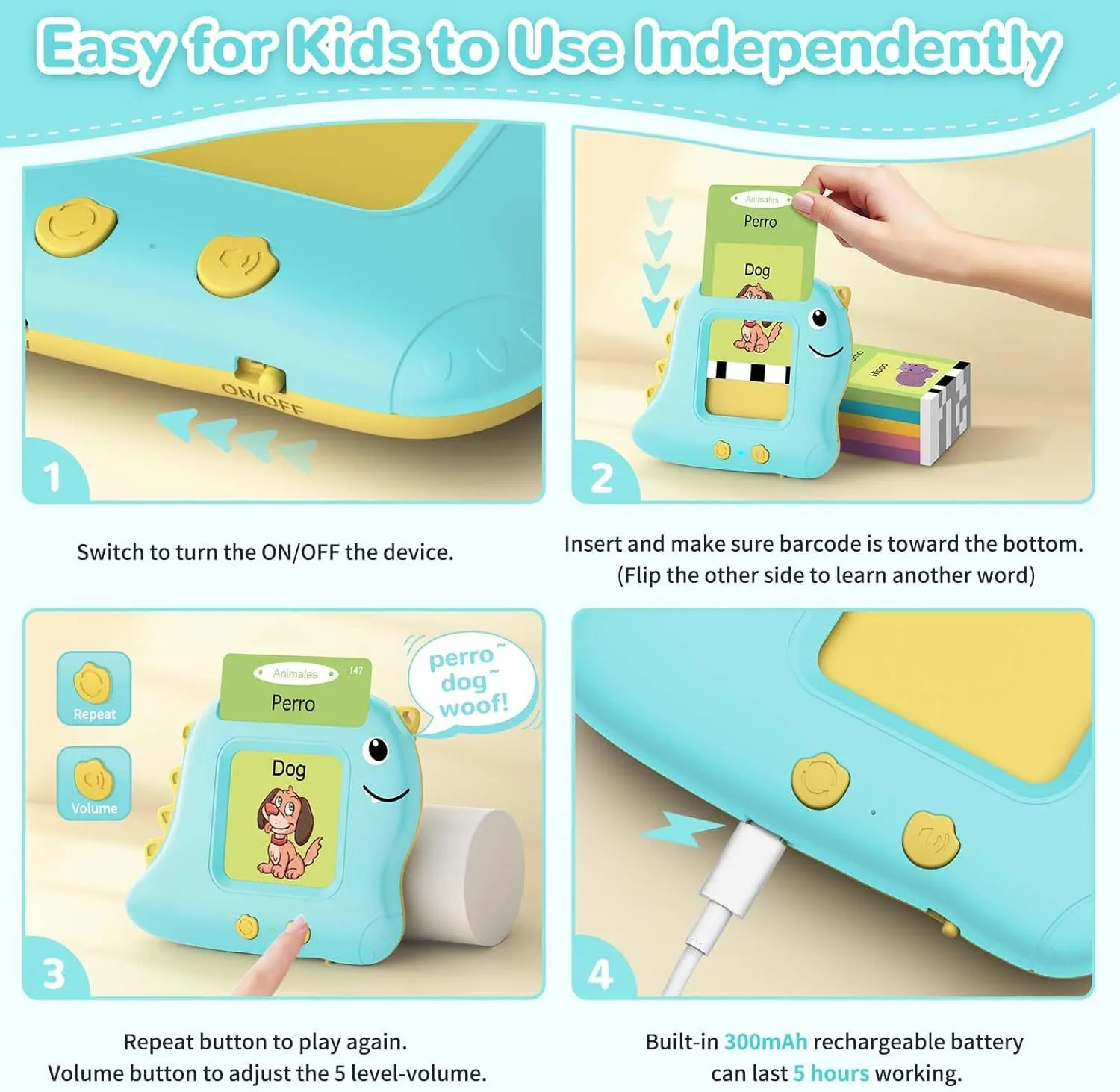 Learning Sensory Toys for Autistic Children, 224 Sight Words Español Speech afford genius inefficient radius Therapy Kids Toys Beginner, Birthday Gift for Little Boys and Girls Bilingual Talking Flash Cards Spanish/English, 