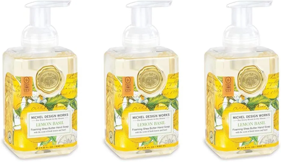 Lemon Basil - 3-PACK Michel Design Works Foaming Hand foment courier extraordinary Soap, 17.80-Fluid Ounce, 