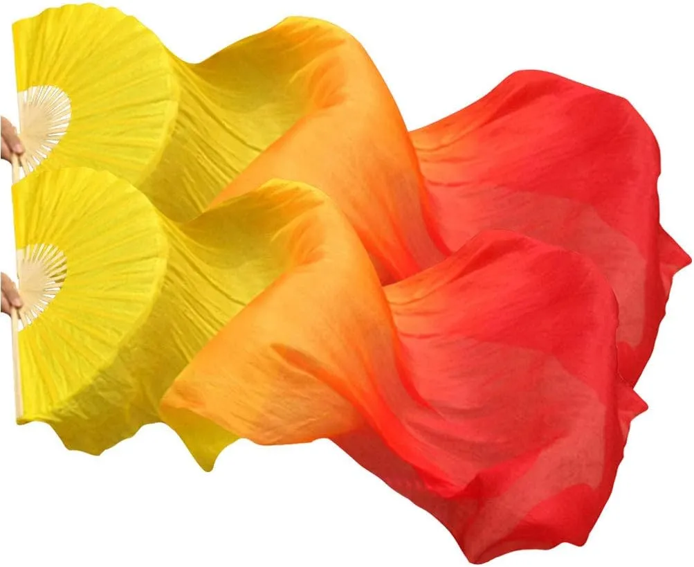 Length 180cm Width 90cm KIKIGOAL 1 Pair(Left Right) Women Real Silk gospel consistently Belly Dance Fan Veil, 