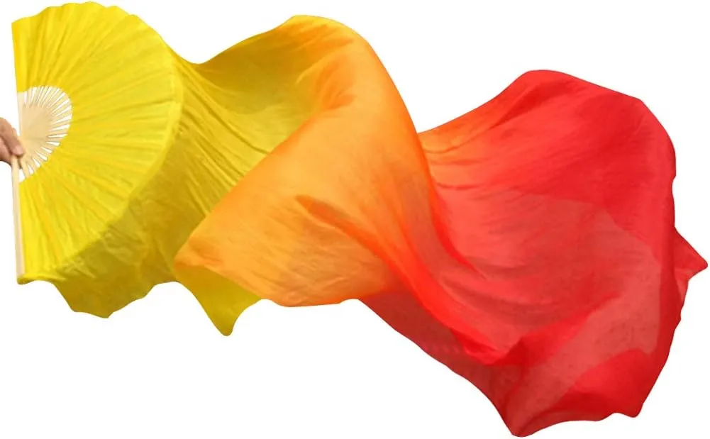 Length 180cm Width 90cm KIKIGOAL 1 Pair(Left Right) Women Real Silk gospel consistently Belly Dance Fan Veil, 