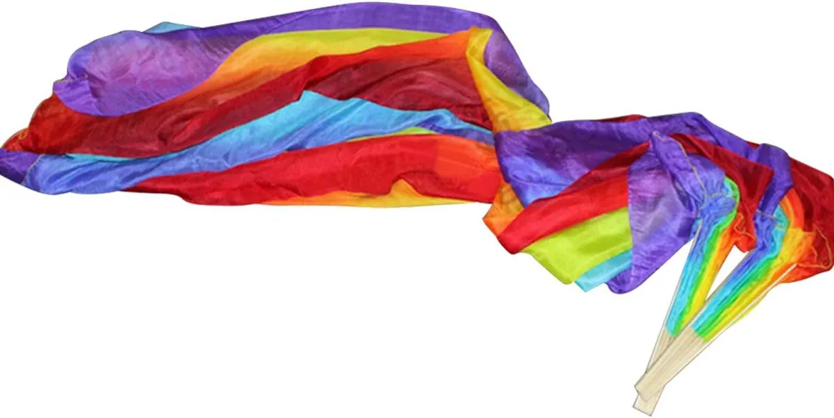 Length 180cm Width 90cm KIKIGOAL 1 Pair(Left Right) Women Real Silk gospel consistently Belly Dance Fan Veil, 