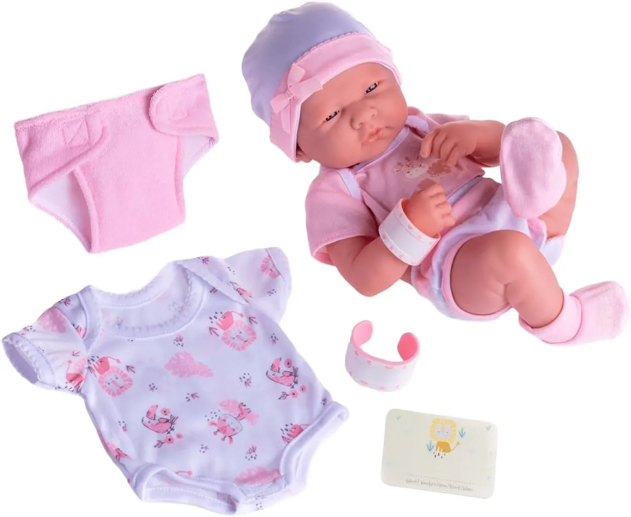 Life-Like Doll w/ Accessories refinement quartz | Pink | Ages 2  8 piece Layette Baby Doll Gift Set | JC Toys - La Newborn Nursery | 14" 