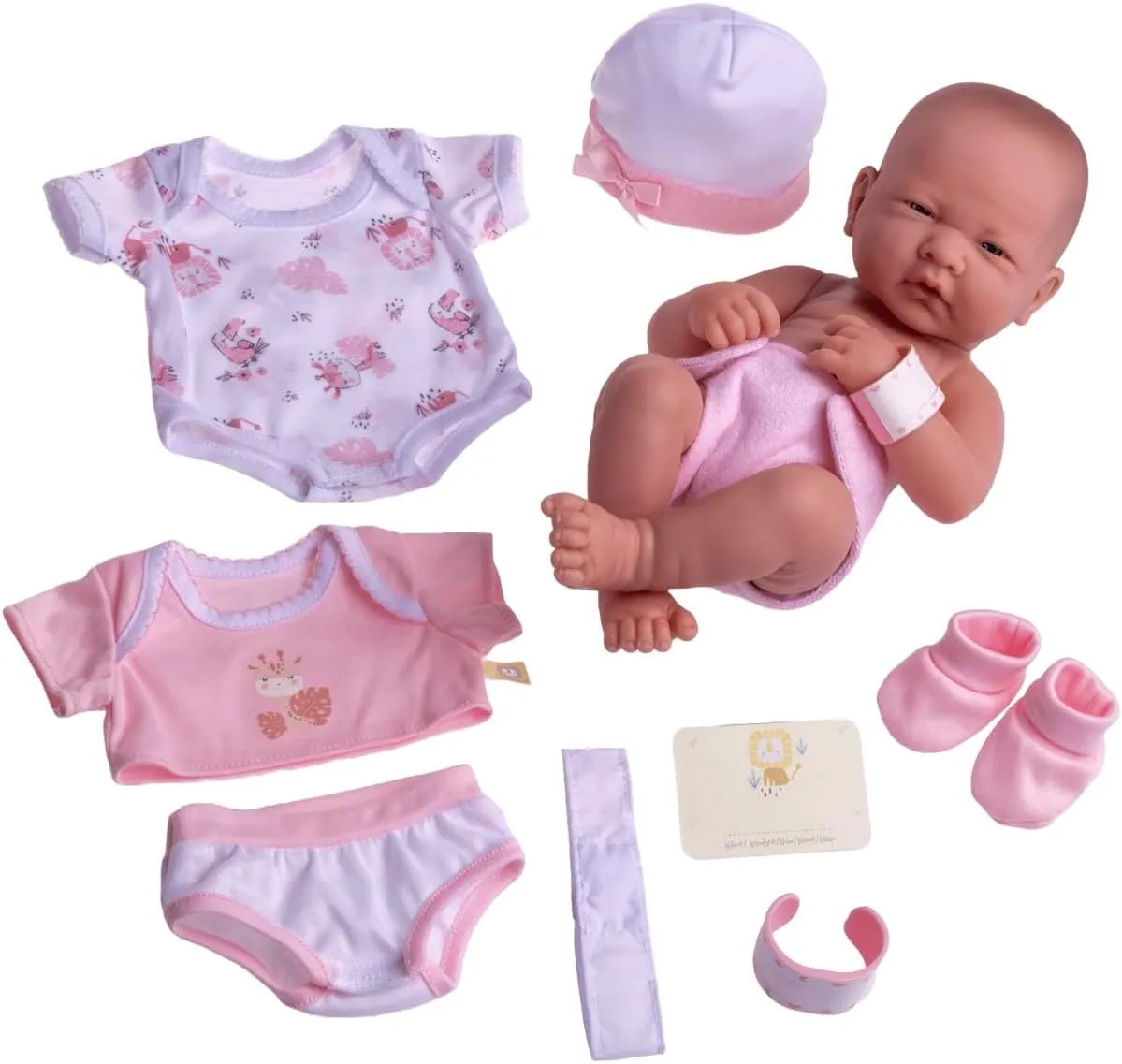 Life-Like Doll w/ Accessories refinement quartz | Pink | Ages 2  8 piece Layette Baby Doll Gift Set | JC Toys - La Newborn Nursery | 14" 