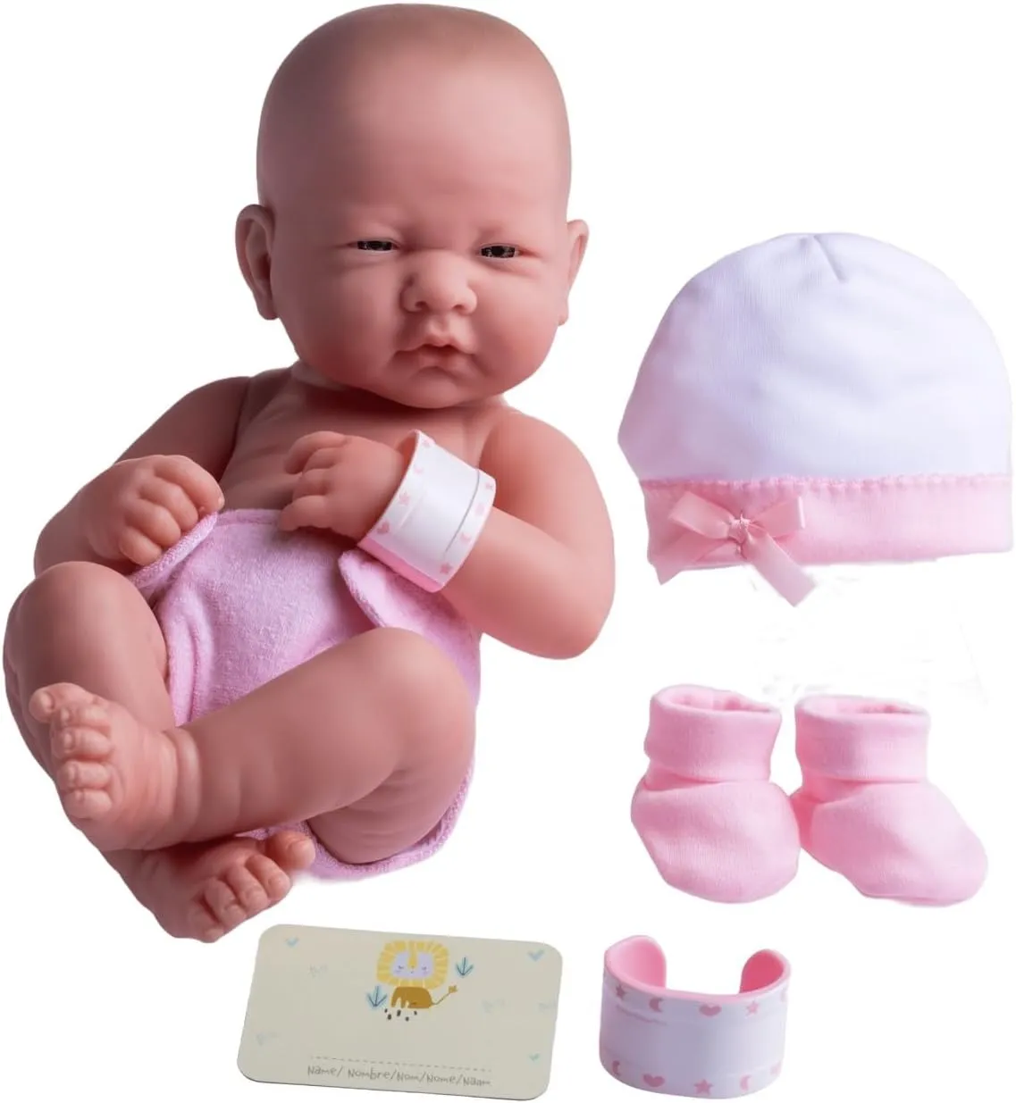 Life-Like Doll w/ Accessories refinement quartz | Pink | Ages 2  8 piece Layette Baby Doll Gift Set | JC Toys - La Newborn Nursery | 14" 