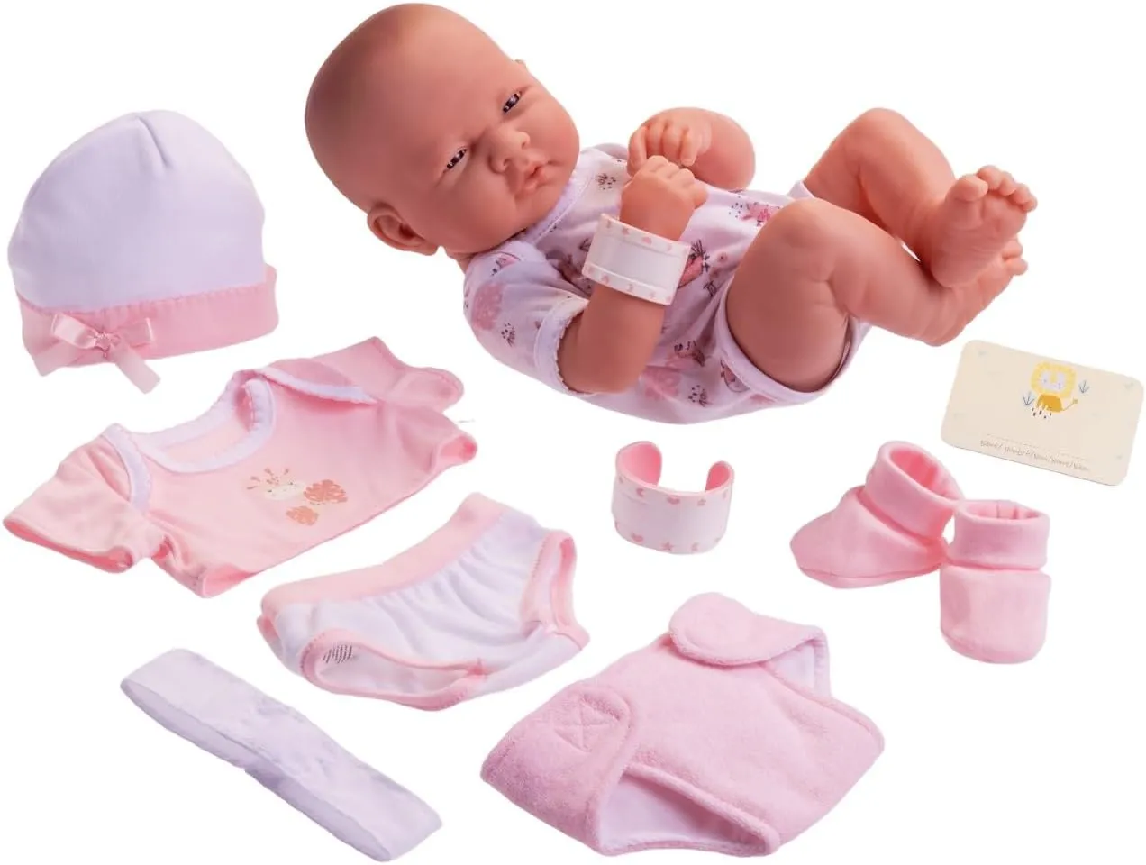 Life-Like Doll w/ Accessories refinement quartz | Pink | Ages 2  8 piece Layette Baby Doll Gift Set | JC Toys - La Newborn Nursery | 14" 