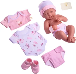 Life-Like Doll w/ Accessories refinement quartz | Pink | Ages 2  8 piece Layette Baby Doll Gift Set | JC Toys - La Newborn Nursery | 14" 