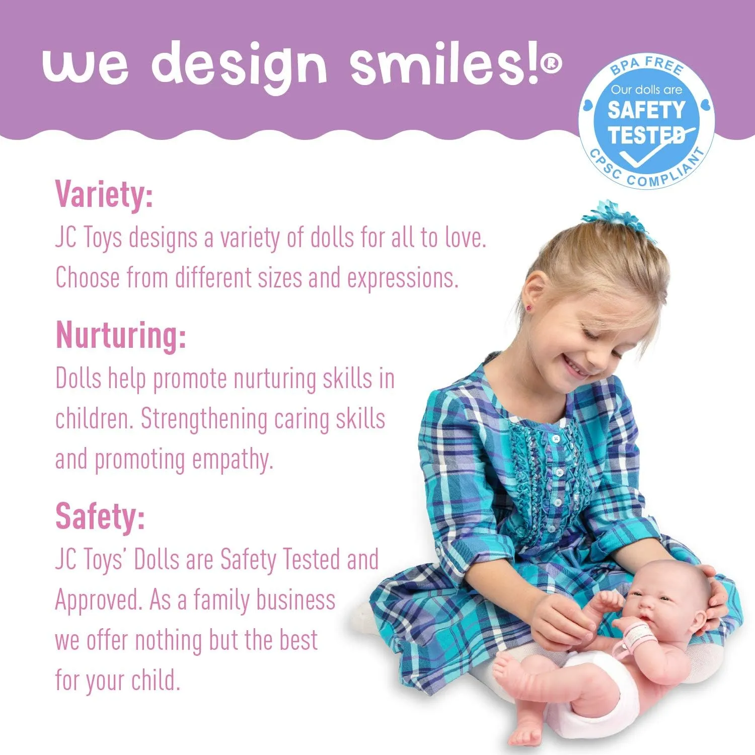 Life-Like Doll w/ Accessories refinement quartz | Pink | Ages 2  8 piece Layette Baby Doll Gift Set | JC Toys - La Newborn Nursery | 14" 