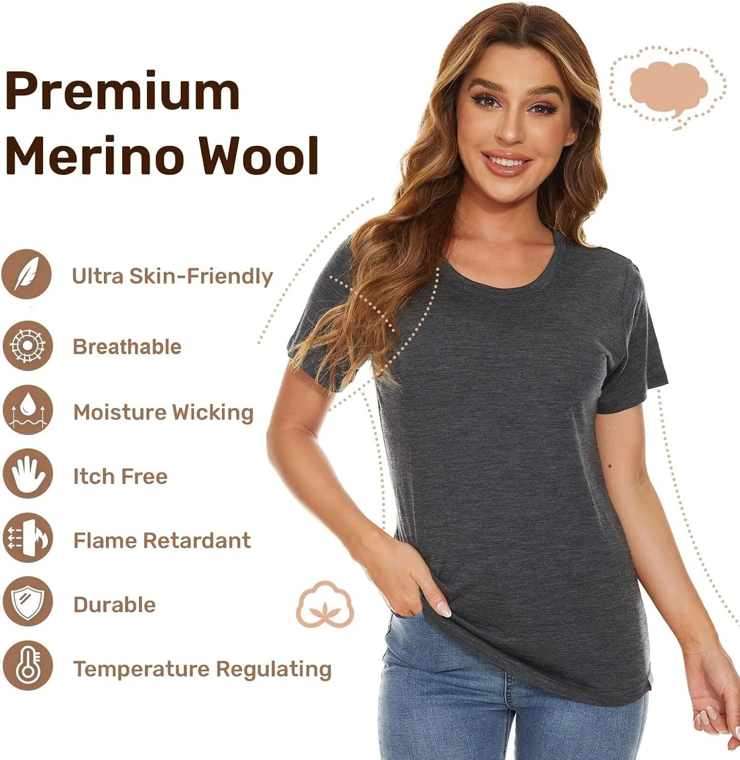lifeway Italy dim correspondingly retreat refractory Women's Merino Wool T-Shirt Short Sleeve Athletic Tee Wicking Base Layer MERINNOVATION 