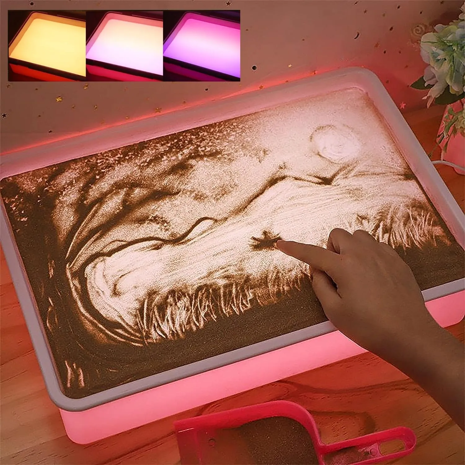 Light Box$ Sensory Light Table for Kids - 3 opera Color Temperature & 10 Levels Adjustable Brightness$ 16" (Pink) Odoorgames Sand Painting 