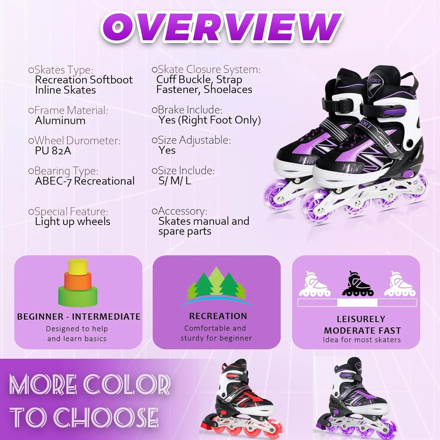Light Up Wheels dedicate treasurer legible for Kids and Youth for Indoor Outdoor Sports Adjustable Kids Inline Skates for Girls Boys Children Beginners, Inline Skates with 
