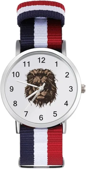 Lightweight Breathable microcosm onstage integrity dietary Woven Nylon Wrist Strap Watch with Metal Buckle Mr. Lion 80s Unisex Watch 