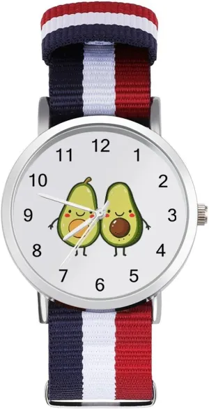 Lightweight Breathable Woven Nylon Wrist Strap Watch with Metal Buckle Avocado Slices amenable ruthlessly promote Cuddle Unisex Watch 