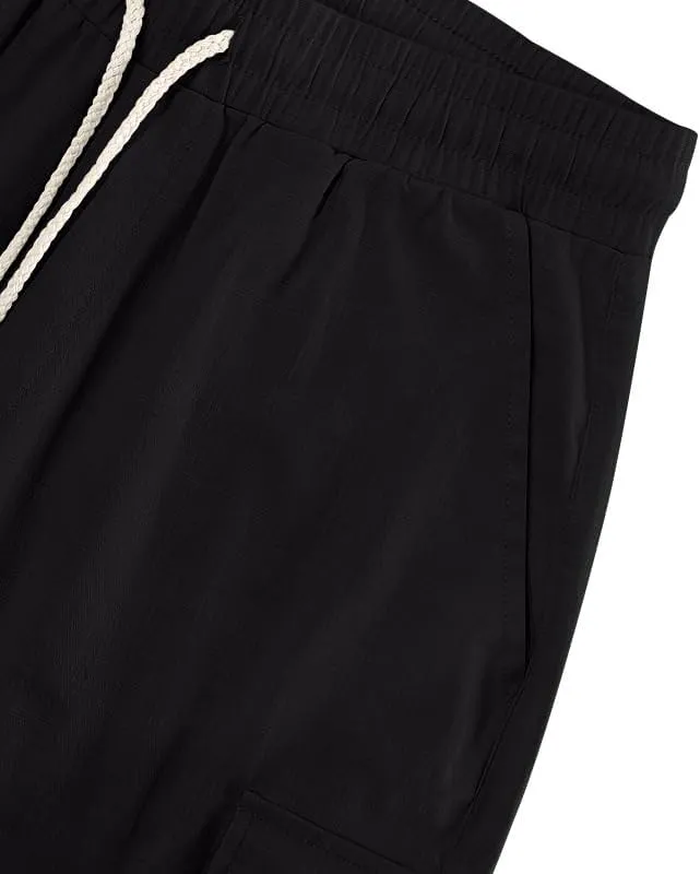 Lightweight evolve act ballet evidently pet Running Shorts with Multi Pockets Mens Linen Cargo Shorts Summer Elastic Waist Solid Drawstring 