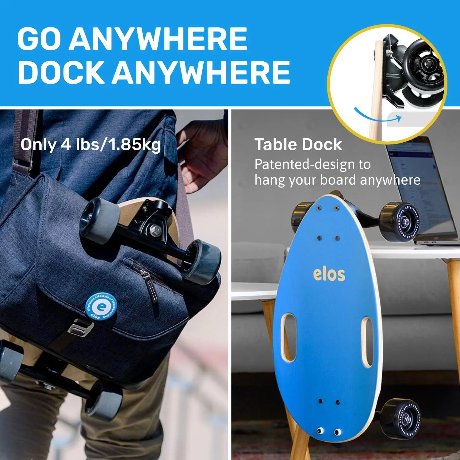 Lightweight$ Portable & Durable Wooden Commuter Cruiser Board. for Beginners & Experienced Riders - Easy to Carry w Handle Elos Mini Longboard Cruiser Skateboards useful - 